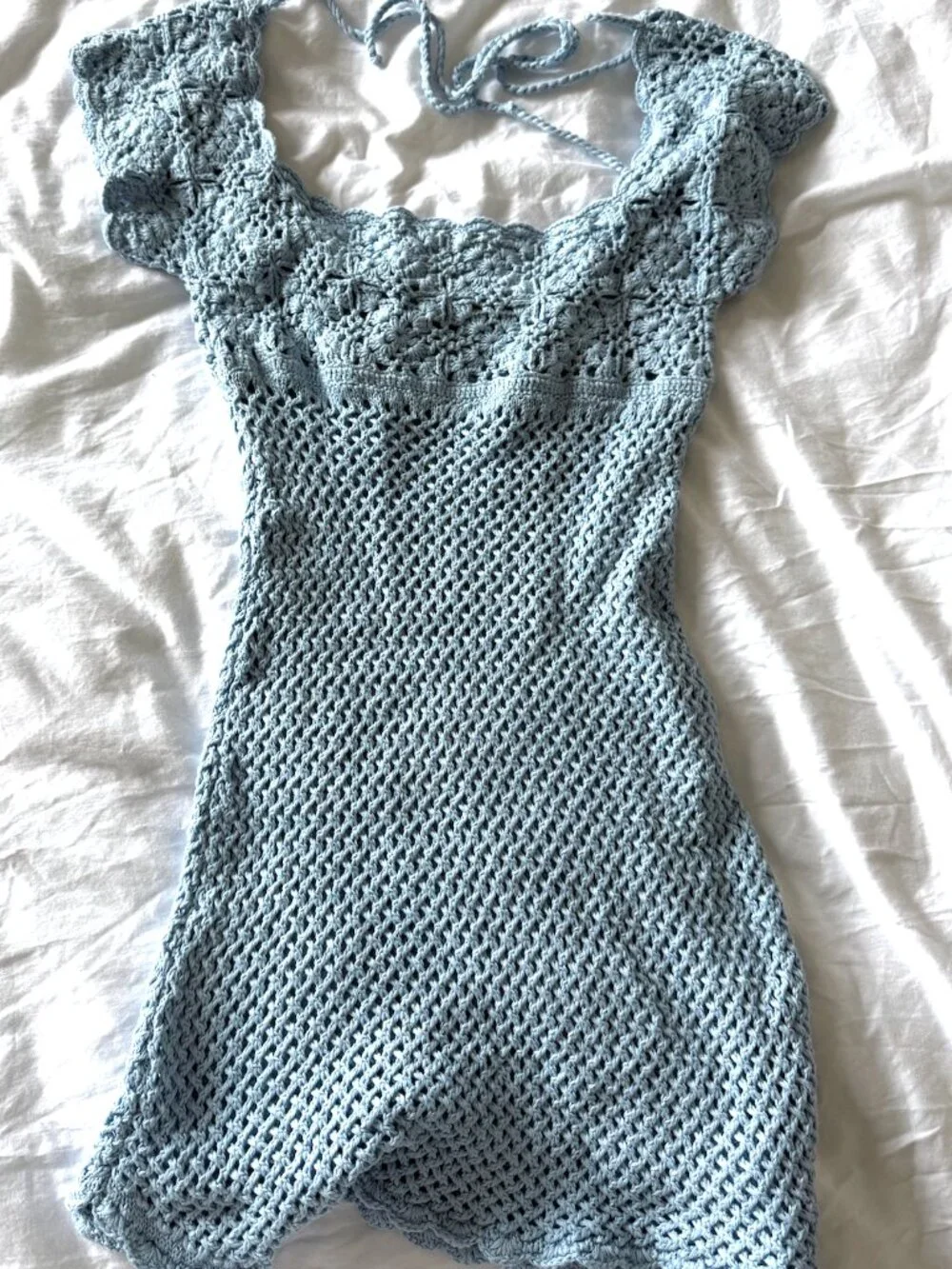 Frankie's Bikinis Eloise Crochet Mini Dress - Blue